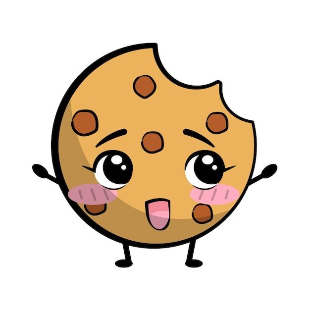 a cartoon cookie with its tongue sticking out