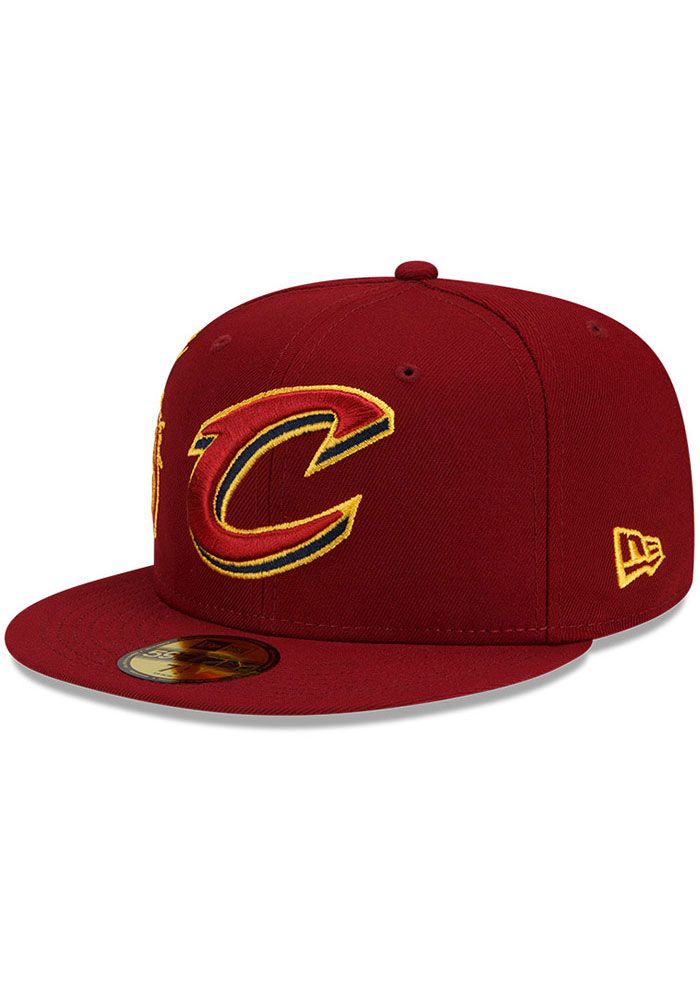 This Cleveland Cavaliers Maroon Fitted Hat features a front embroidered team logo on a structured crown with flat visor and fitted sizing. You'll be ready to show your Cavaliers pride with this Cap! Go Cavaliers!! Front embroidered team logo, Fashion alternate colorway, Side New Era logo, Fitted 59FIFTY sizing, Polyester material, Wipe clean with cloth or cleaning kit, 4 Red Baseball Cap With Flat Crown For Sports Events, Red Baseball Cap For Sports Events, Red Flat Crown Baseball Cap For Sports Events, Red Fitted Hat For Sports With Flat Crown, Red Fitted Hat With Flat Crown For Sports, Fitted Flat Crown Hat For Baseball Season, Flat Crown Fitted Hat For Baseball Season, Collegiate Flat Brim Fitted Hat For Fan Merchandise, Collegiate Flat Bill Fitted Hat For Fans