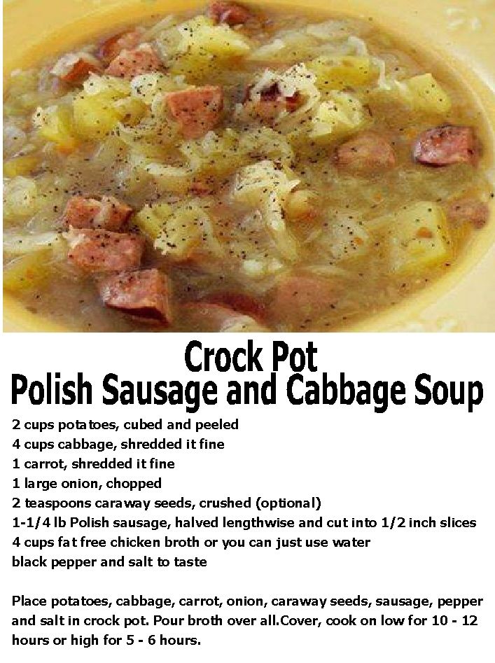 the recipe for crock pot polish sausage and cabbage soup