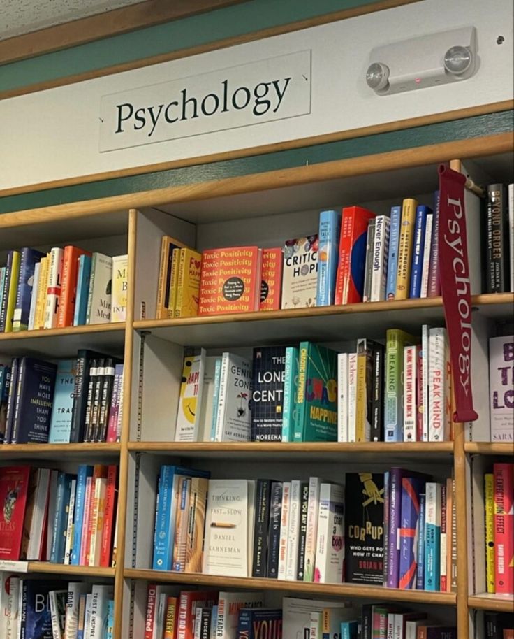 a bookshelf filled with lots of books and the words psychology on it