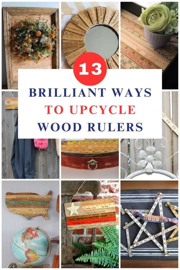 there are many different pictures with the words brilliant ways to upcycle wood rulers