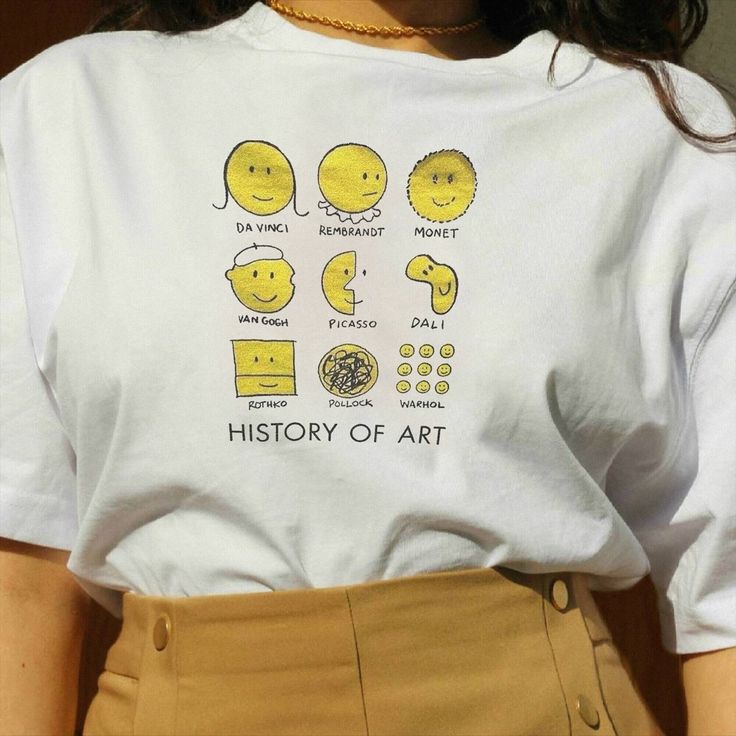 History Of Art T-Shirt 🖼️ High-quality classic cut unisex T-shirt designed by us and printed in China. Print is crisp and colourful. Free shipping worldwide. 👕 PRODUCT DETAILS 👕 Crew neck Unisex Fit 100% High-quality Cotton Printed in China 📏 SIZING 📏 See size table in gallery for exact measurements. 🌍 SHIPPING AND DELIVERY 🌍 We aim to process all orders as fast as possible and ship them within 1-2 days. However, during sales or busy periods please allow up to 5 days for processing. All o Artsy Shirt, Estilo Harajuku, Artist Humor, Artist Shirts, History Of Art, Paint Shirts, Summer Graphic Tee, History Humor, T Shirt Art