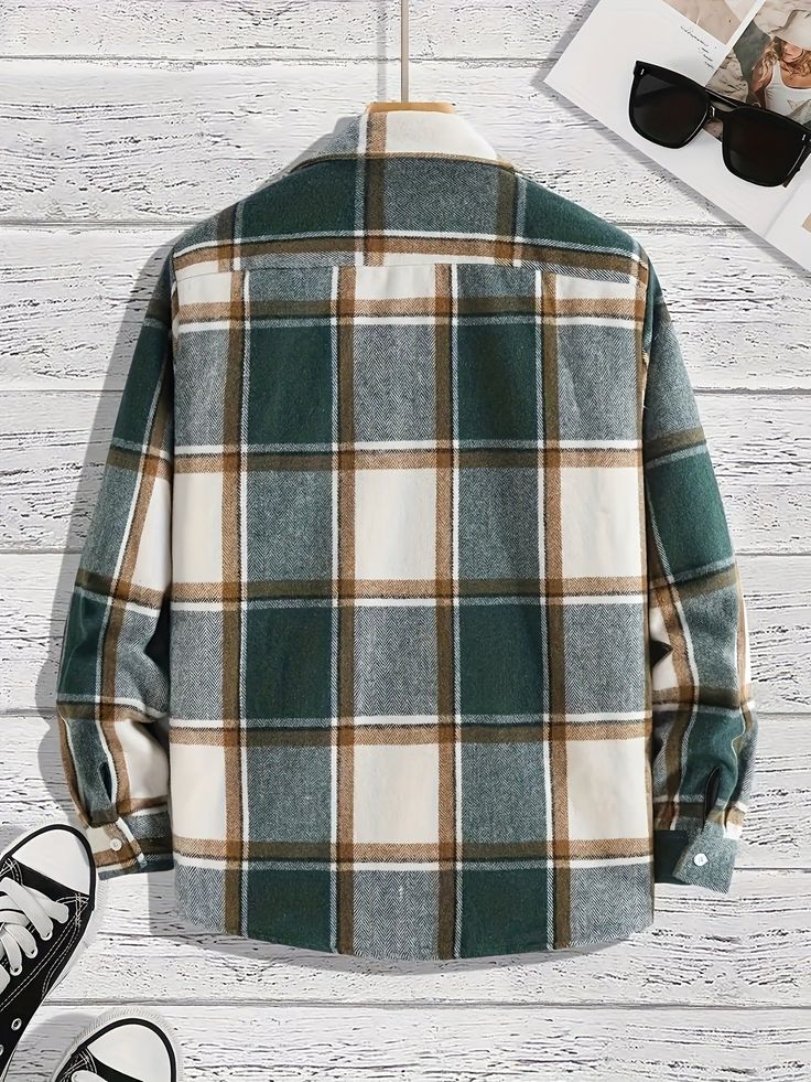 Product information: Pattern: Plaid Color: Black/olive green Size: S,M,L,XL,XXL Style: Cardigan Main fabric composition: Cotton Applicable Gender: Male Size: Unit: cm Note: 1. Asian sizes are 1 to 2 sizes smaller than European and American people. Choose the larger size if your size between two sizes. Please allow 2-3cm differences due to manual measurement. 2. Please check the size chart carefully before you buy the item, if you don't know how to choose size, please contact our customer service Green Relaxed Fit Button-up Flannel Shirt, Khaki Cotton Winter Shirt, Olive Long Sleeve Cotton Shirt, Green Winter Shirt With Pockets, Casual Green Long Sleeve Shirt, Green Long Sleeve Flannel Shirt, Green Collared Cotton Flannel Shirt, Olive Cotton Shirt For Fall, Green Collared Shirt For Winter