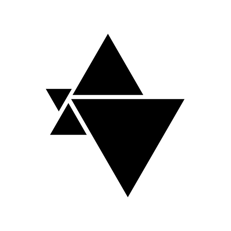 a black and white triangle logo