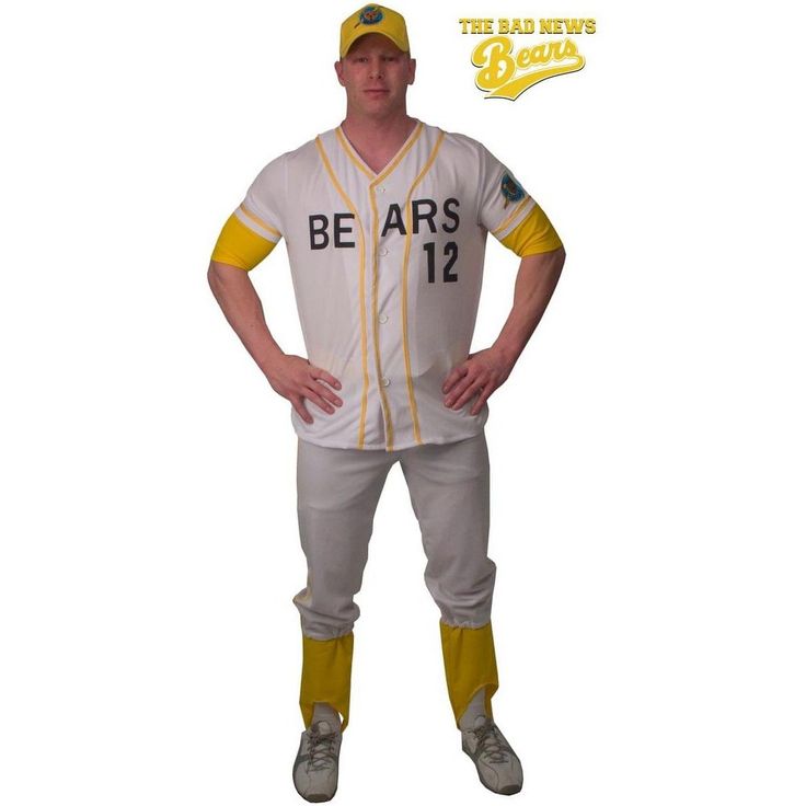 Who wouldn't want to be a member of a team sponsored by Chicos Bail Bonds? So get your friends together and take the Halloween field. You are now an official member of the little league team lovingly known to us all as The Bad News Bears. Costume set includes baseball shirt with screened printed logos and pants with stirrup socks. Hat is sold separately. Sports Fan Baseball Jersey For Sports Season, Sports Fan Baseball Jersey, Baseball Jersey For Team Events, Sports Fan Baseball Jersey With Team Logo, Stirrup Socks, Care Bears Halloween Costume, Bad News Bears, Friend Together, Care Bears Cousins