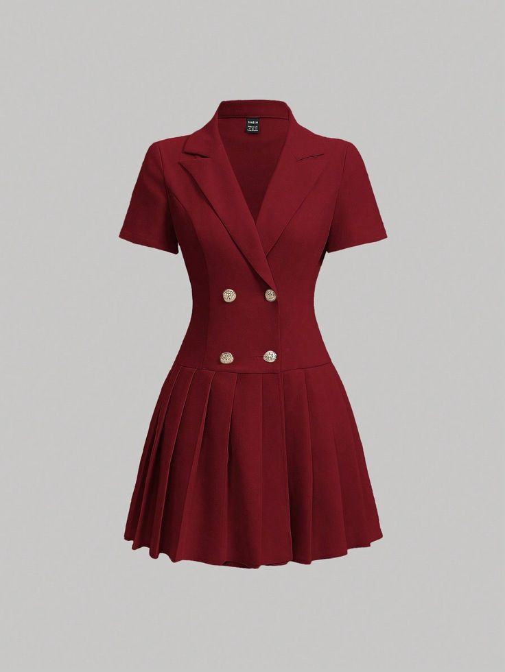 Simple Dress For Work, Short Elegant Dresses, Elegant Red Dresses, Lawyer Clothes, Mod Fashion Women, Burgundy Clothes, Elegant Shirt Dress, Red Dress Casual, Elegant Red Dress