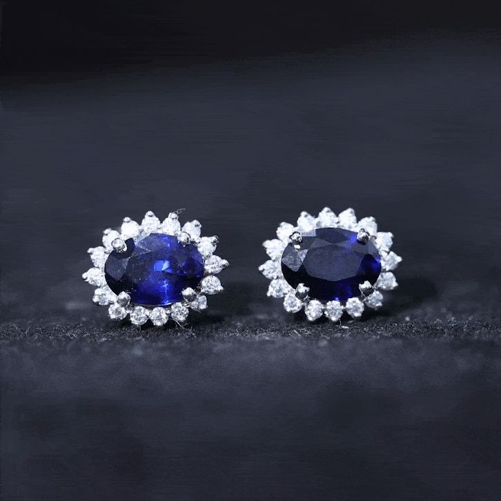 Product Details Captivate your style with these Classic Stud Earrings that feature a 5X7 MM Oval Created Blue Sapphire set in Prong Setting encircled with Moissanite Halo. Product Information SKU SHP-EARRINGS042014293 Length 10.3 mm Width 8.3 mm Weight 1.52 gm (Approximate) LAB CREATED BLUE SAPPHIRE INFORMATION No.of Stones 2 Pieces Total Weight 2.00 Carat (Approximate) Dimension(approx) Oval-5X7 mm-2 Pcs Color Blue Cut Brilliant Shape Oval Setting Type Prong-Setting Quality Grade AAAA MOISSANIT Sapphire Stud Earrings, Blue Sapphire Studs, Oval Setting, Sapphire Earrings Studs, Sapphire Studs, Classic Earrings, Sapphire Earrings, Jewellery Design, Silver Earrings Studs