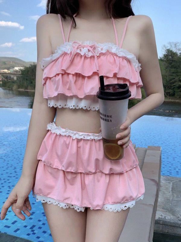 Grunge Party Outfit, Conservative Swimsuit, Kawaii Swimsuit, Ruffle Swimsuit, Summer Swim Suits, Cute Swimsuits, Set Women, Japan Fashion, Outfit Set