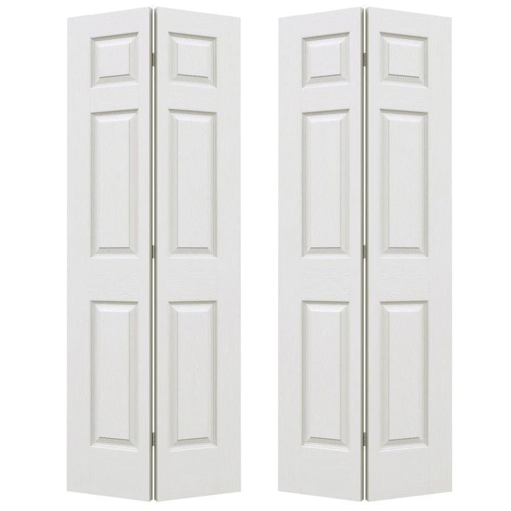 two white doors are open on a white background