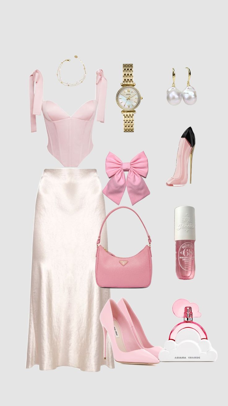 Pink aesthetic outfit #pinkoutfit #pinkaesthetic #soldejaneiro #arianagrandecloud #perfume #ootd #trendy #oldmoney #quirky #corset Old Money Aesthetic Pink Outfit, Ariana Grande Outfits Aesthetic, Pink Old Money Outfit, Old Money Pink Outfit, Pink Classy Outfits, Girly Pink Outfits, Pink Corset Outfit, Cooking Outfit, Women's Spring Outfits