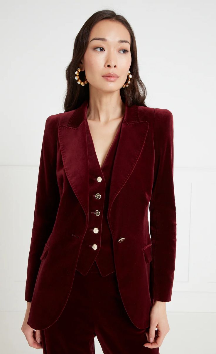 Clove Velvet Jacket - Fig | Tailoring | Temperley London – Temperley London (INT) Blazer And Dress Outfit, 3 Piece Suit Women, Wedding Guest Suits, Women Suits Wedding, Cut Blazer, Christmas Suit, Play Outfit, Velvet Suit, Silhouette Free