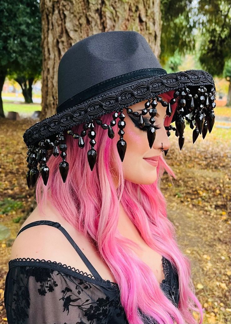 "Welcome to Witchwood's brand new hat line! These wide brim hats are made of sturdy vegan felt and are all hand printed.   Vegan Felt Size: 22.5\" (but size is adjustable and can be sized down, inside the hat) Brim - choice of 2 sizes - regular wide brim (2.5\" wide) or XL brim (3.75\" wide) Hat Color - Black" Black Western Style Festival Sun Hat, Black Western Sun Hat For Festivals, Black Western Style Sun Hat For Festivals, Wide Brim Felt Hat For Party, Adjustable Flat Brim Halloween Hat, Adjustable Flat Brim Hat For Halloween, Wide Brim Felt Hat For Parties, Black Festival Hat One Size Fits Most, Black Festival Hat, One Size