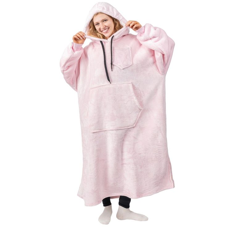 Pavilia Wearable Blanket Hoodie, Oversized Faux Shearling Lined Sweatshirt Blanket Gift for Adults WEARABLE HOODIE BLANKET - A perfect sweater and blanket all in one. Made from 460 GSM of 100% premium microfiber fleece polyester and plush warm faux shearling lining, this blanket sweatshirt is super soft, comfortable and luxurious! Functional and practical, perfect for all season outdoor and indoor activities. Large Pocket Design - Comes with a giant sweatshirt pocket to keep hands warm; and a sm Pink Comfy Hoodie With Drawstring Hood, Comfortable Pink Hoodie For Loungewear, Comfy Pink Fleece Hoodie, Pink Comfy Sweatshirt, Oversized Pink Hooded Sweatshirt, Cozy Pink Fleece Sweatshirt, Pink Fleece Hoodie With Fleece Lining, Pink Fleece-lined Hoodie For Winter, Oversized Fleece-lined Sweatshirt For Loungewear