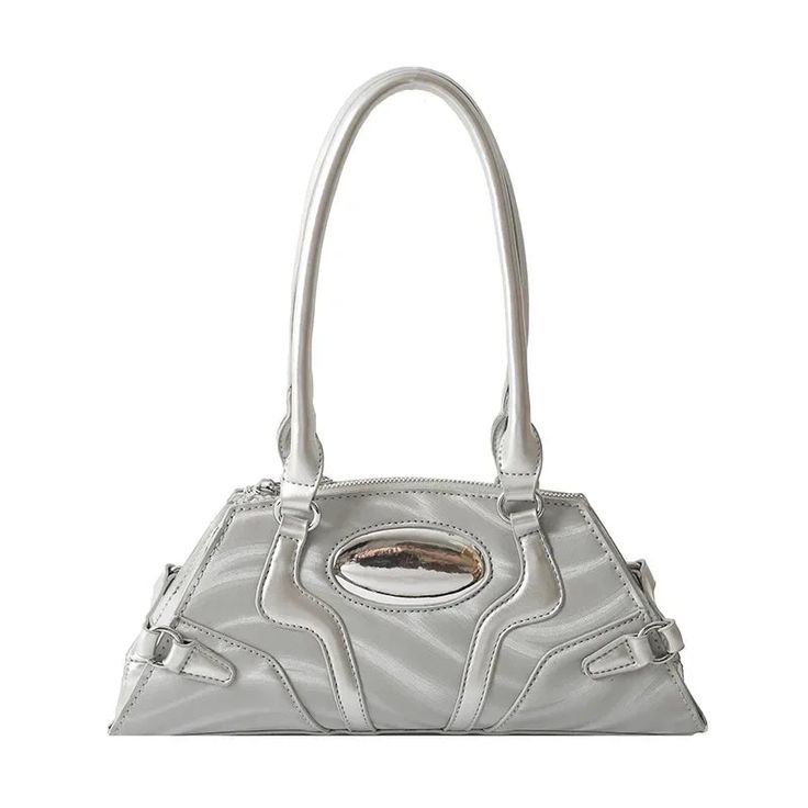 UAKISS - Luxury Design Elegant Personality Women's Handbags Sweet Cool Y2k Aesthetic Shoulder Underarm Bag Fashion Trendy Top-Handle Bags Size:32*14*9CM "Size mearsured by ourselves, sometimes has some errors, but always within 3cm." Chic Silver Handheld Shoulder Bag, Modern Handheld Silver Shoulder Bag, Modern Silver Handheld Shoulder Bag, Trendy Silver Satchel With Large Capacity, Silver Baguette Bag For Evening, Trendy Silver Rectangular Satchel, Elegant Silver Rectangular Baguette Bag, Large Capacity Silver Top Handle Shoulder Bag, Silver Top Handle Shoulder Bag With Large Capacity