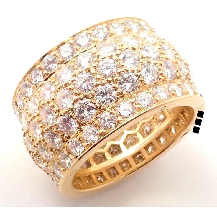 Metal: 18k Yellow Gold  Size: European 53, US 6 1/4  Weight: 10.6 grams  Width: 13mm  Stones: 125 round brilliant cut diamonds VVS1 clarity, F-H color total weight approximately 5.65ct  Hallmarks: Cartier 750 53 69XXXX(serial number omitted)    The dimensions field references the ring size and are not specific to the ring itself. Please read description for most accurate dimensions and use QA to inquire on any additional details. Classic Cartier Diamond Ring With Pave Setting, Luxury Cartier Diamond Ring With Vvs Clarity, Cartier Diamond Ring With Pave Setting For Wedding, Cartier Diamond White Fine Jewelry Diamond Ring, Cartier Diamond White Ring With Diamond Accents, Cartier Diamond White Fine Jewelry Ring, White Cartier Diamond Ring With Accents, Cartier White Diamond Ring With Accents, Cartier Fine Jewelry Diamond Ring