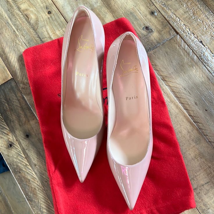 Christian Louboutin Patent Nude Pumps, Size 40, Never Worn. No Marks On The Red Bottom (Slight Residual Adhesive From Sticker Removal, But No Damage To Red Bottom). Comes With Duster Bag (Unfortunately I Don’t Have The Box). Really Beautiful Shoes. I Have Just Never Worn Them And Would Love To Pass Them On To Someone Who Will. Designer Fitted Heels With Red Sole, Classic Pink Snug Fit Heels, Classic Fitted Pink Heels, Pink Heels With Red Sole, Sticker Removal, Red Bottom, Nude Pumps, Red Bottoms, Christian Louboutin Shoes