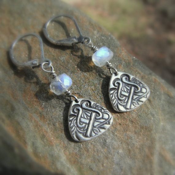 Celtic Knotwork and Moonstone Earrings Handcrafted by SilvanArts, $36.00 Hammered Moonstone Jewelry For Gift, Artisan Moonstone Earrings For Gifts, Pmc Jewelry, Silk Wrap Bracelets, Celtic Knotwork, Earring Wires, Eco Friendly Jewelry, Tree Of Life Necklace, Moonstone Beads