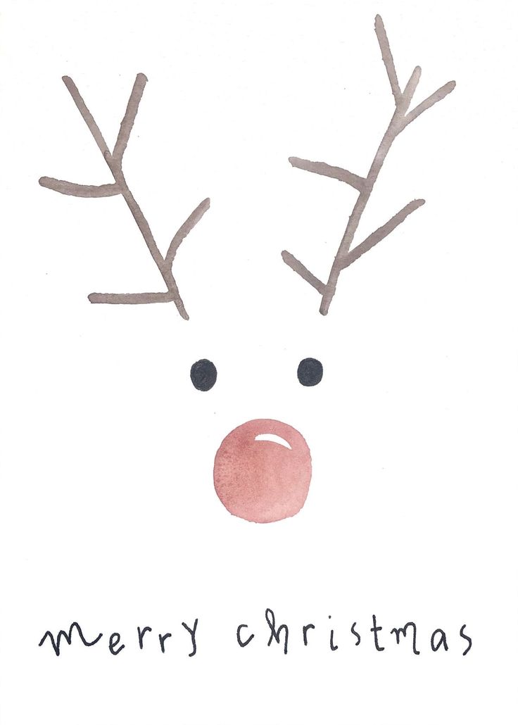 a christmas card with a reindeer's face and nose