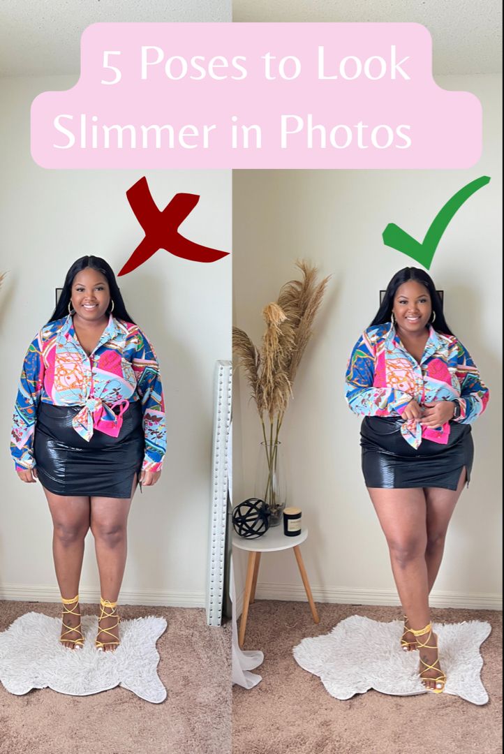 5 poses to help you look slimmer in photos this summer. Confidently slay your pictures with these how to pose options. These are definitely good for my plus size and curvy women. How To Pose Larger Women, Posture For Photoshoot For Women, Best Way To Pose For Pictures Standing, How To Pose For Photoshoot Women, How To Pose Standing Up, Best Picture Poses For Plus Size, Back Picture Poses, Poses For Apple Shape, How To Take Flattering Pictures Plus Size