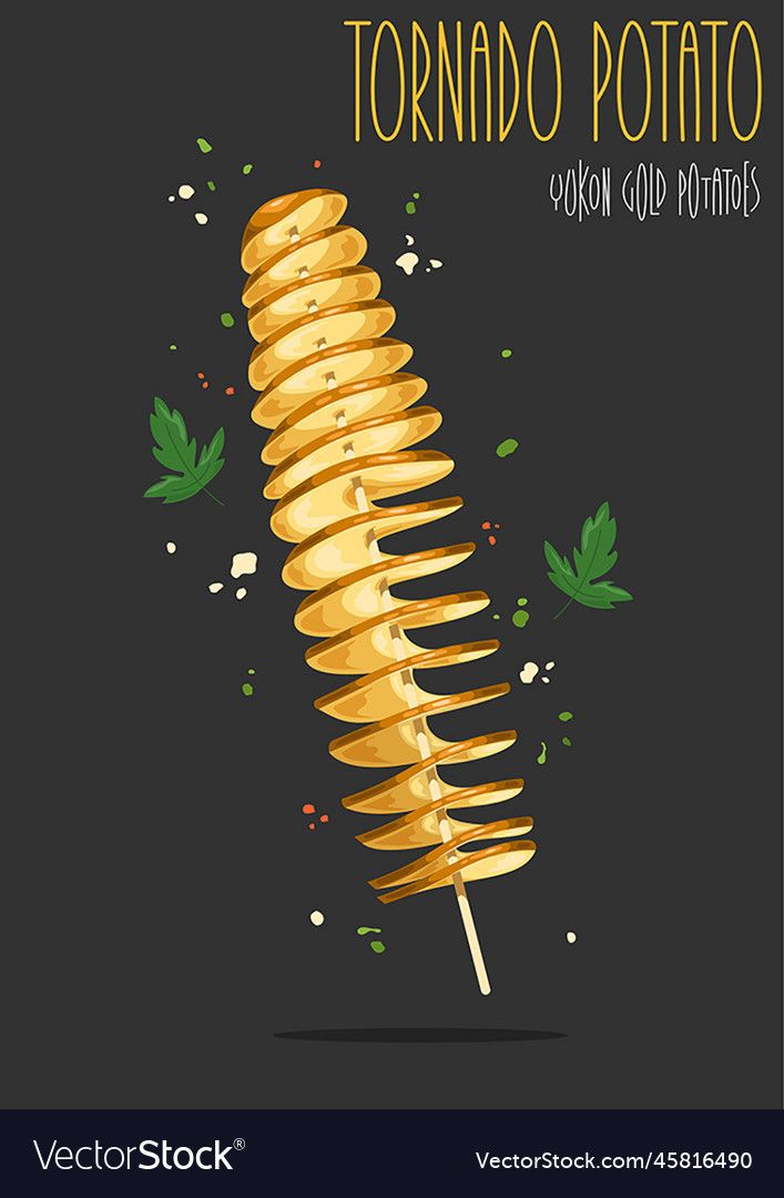 a potato spiral on a stick with leaves and sprinkles