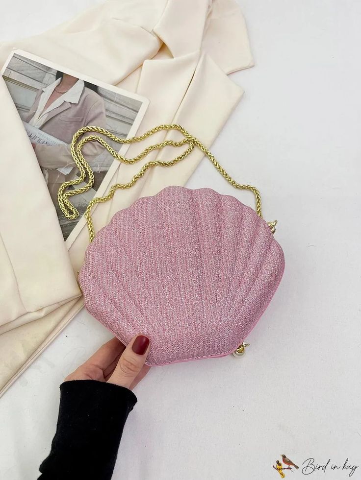 BirdinBag - Chic Shell Pattern Evening Bag - compact and stylish Shell Pattern, Novelty Bags, Pink Backpack, Word Wrap, Evening Clutch, Bag Set, Shoulder Tote, Handbag Backpack, Pink Bag