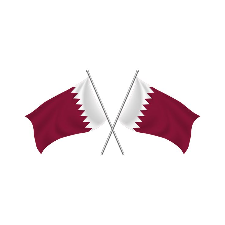 two crossed flags with the colors of qatar and white