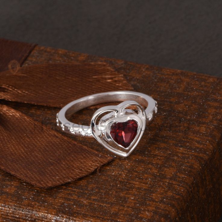 Natural Garnet Heart Ring, 925 Sterling Silver Ring, Red Stone Ring, Wedding Engagement Ring, Stacking Ring, Birthstone Ring, Everyday Ring  👉Product Details:- Stone Name :-Garnet  Stone Shape:- Heart Stone Size    :- 6mm Metal Purity  :- 925 Sterling Silver with 925 Stamp 👉Feedback:- Dear Buyer, Your Reviews Is Very Important For Me As I Am A Small Seller And I Need Your Love And Support To Run My Etsy Shop. Five Star Review Is Highly Appreciated And If You Have Any Query Or Complaint Regardi Silver Crystal Ring For Valentine's Day Proposal, Red Diamond Heart Ring For Anniversary, Red Heart Diamond Ring For Anniversary, Heart-shaped Diamond Ring For Anniversary, Red Heart Shaped Diamond Anniversary Ring, Red Heart Ring With Center Stone For Wedding, Red Heart Ring With Center Stone, Red Heart Ring With Accent Stones For Valentine's Day, Red Heart-shaped Rings With Center Stone