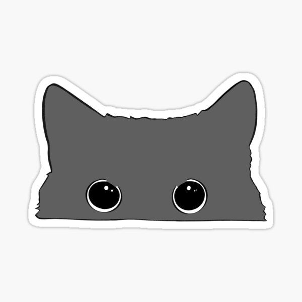 a gray cat with big eyes sticker