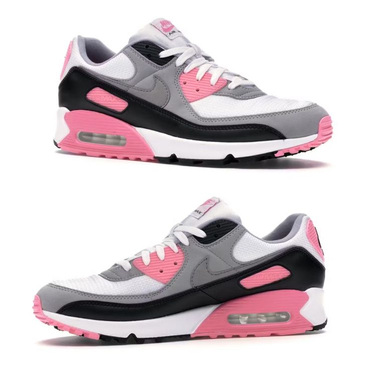 The Wmns Air Max 90 'Pink' Released To Celebrate The 30th Anniversary Of The Silhouette. The Shoe's Upper Is Built With A White Mesh Base, Overlaid By Grey Suede And Highlighted By Rose Pink On The Lower Tpu Eyelets, Tpu Air Max Badges And Tongue Branding. More Rose Pink Marks The Max Air Window In The Heel Of The Midsole, Giving Way To Waffle Rubber Outsole For Traction. Men Size 11 Women Size 12.5 Pink Low-top Nike Air Max With Cushioning, Pink Nike Air Max With Branded Insole, Pink Nike Air Max Low-top With Cushioned Footbed, Nike Air Max In Pink With Air Max Cushioning, Pink Nike Air Max Running Shoes With Cushioned Footbed, Sporty Custom Pink Sneakers With Air Max Cushioning, Nike Air Max Pink Round Toe, Pink Nike Air Max Sporty Sneakers, Pink Nike Air Max With Boost Midsole For Streetwear