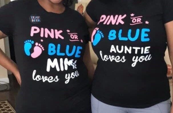 Pink Or Blue, a family member loves you💕Show your love and support of your new bundle of joy with this customized T-shirt. Customizable Fun Blue T-shirt, Funny Black Tops For Gender Reveal, Blue Text Print T-shirt For Mother's Day, Matching Custom Print Tops For Gender Reveal, Matching Graphic Print T-shirt For Gender Reveal, Customizable Blue Tops For Family Occasions, Black Graphic Tee For Gender Reveal, Black Family Matching T-shirt For Gender Reveal, Blue T-shirt With Text Print For Gender Reveal