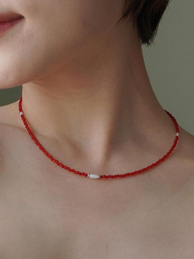 Composition : Red Catseye, White Shell, Seed Beads, Silver 925Country of Origin : Republic of Korea Red Minimalist Beaded Necklace With Tiny Beads, Minimalist Red Beaded Necklace With Tiny Beads, Minimalist Red Beaded Necklaces, Red Minimalist Beaded Necklace, Minimalist Red Beaded Necklace, Seed Beads Necklace, Beading Ideas, Necklace Red, Accessories Jewelry Necklace