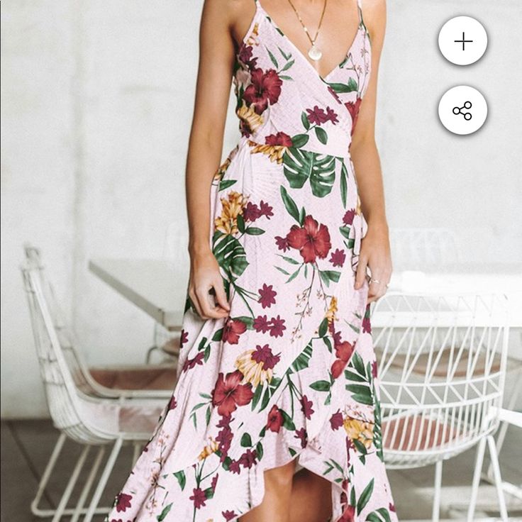 Show Off Your Feminine Side In The Pink Floral Ruffled Dress. Features A Floral And Leafy Print With Ruffles At The Hem. Product Code: Cc40078f Details: Floral Print Ruffles Regular Wash Fabric: 65%Polyester35%Cotton Flirty V-neck Floral Dress For The Beach, Flirty Summer Maxi Dress, Summer Flirty Maxi Dress, Summer V-neck Floral Dress For Date Night, Flirty Summer Maxi Dress For Vacation, Flirty Summer Vacation Maxi Dress, Flirty Ruffled Maxi Dress For Summer, Flirty Midi Length Maxi Dress With Floral Print, Flirty Summer Floral Dress For Brunch