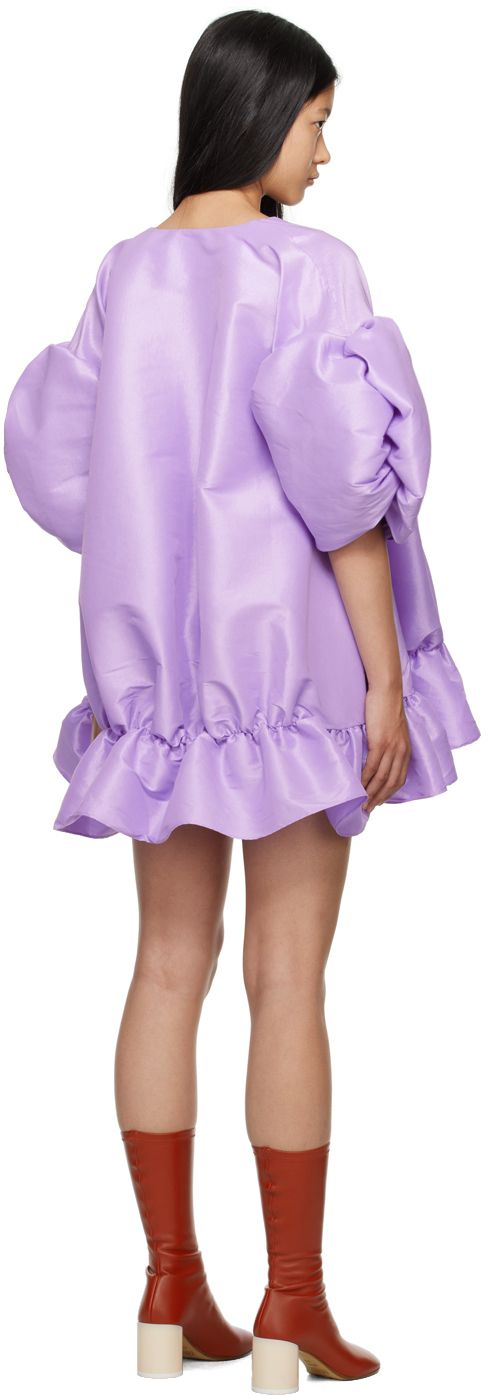 Stretch polyester and nylon-blend taffeta dress. · Crewneck · Seam pockets · Gathering at asymmetric hem · Balloon sleeves Supplier color: Lilac Taffeta Dress, Balloon Sleeves, Asymmetric Hem, Luxury Streetwear, Designer Fashion, Lilac, On Sale, Perfect Clothing, Crew Neck