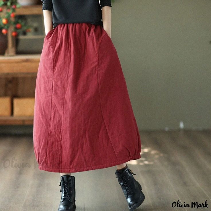 Olivia Mark - Vintage Cotton Patchwork Thickened Half Skirt with Retro Clips and Long Cotton Skirt Ballet Leggings, Long Cotton Skirt, Knit Sweater Coat, Half Skirt, Printed Silk Scarf, Casual Skirt, Cotton Skirt, One Piece Dress, Types Of Skirts