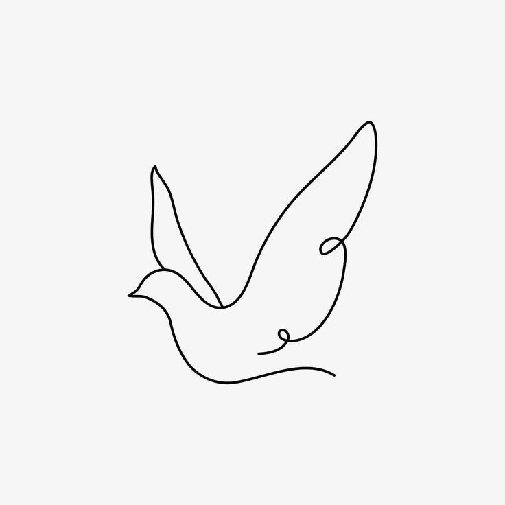 a single line drawing of a bird flying