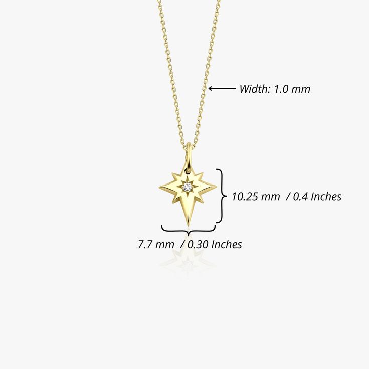 Small Diamond Necklace, North Star Pendant, North Star Necklace, Star Motif, 16 Inch Necklace, Star Pendant Necklace, Tiny Diamond, Stay True, North Star