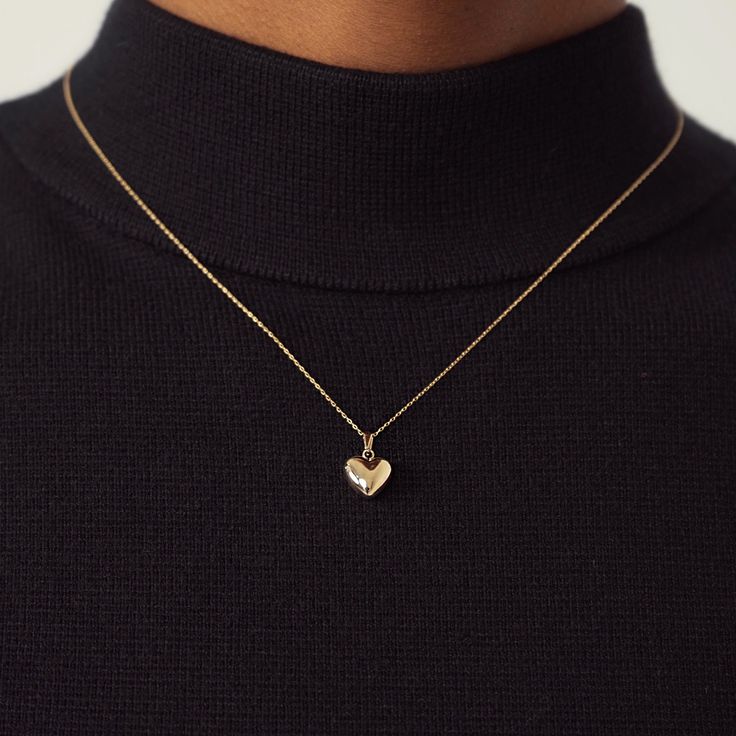 Heart Necklace - Gelin Diamond Gold Heart Pendant Necklace, Gold Chain With Pendant Simple, Puffed Heart Necklace, Heart Gold Necklace, Red Heart Necklace, Fancy Jewelry Necklace, Gold Heart Pendant, Pretty Jewelry Necklaces, Gold Chain Design