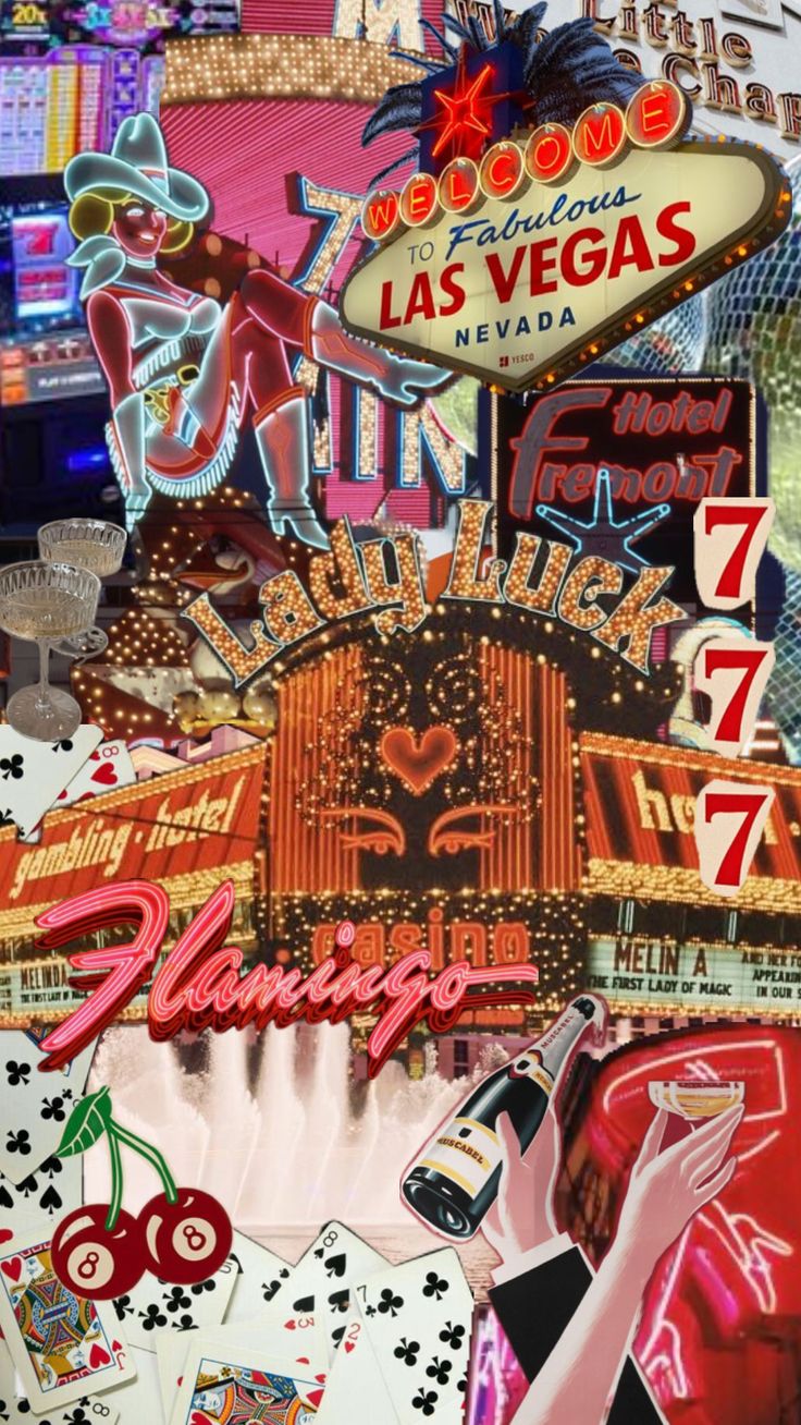 the las vegas sign is surrounded by many different stickers and other things that are on display