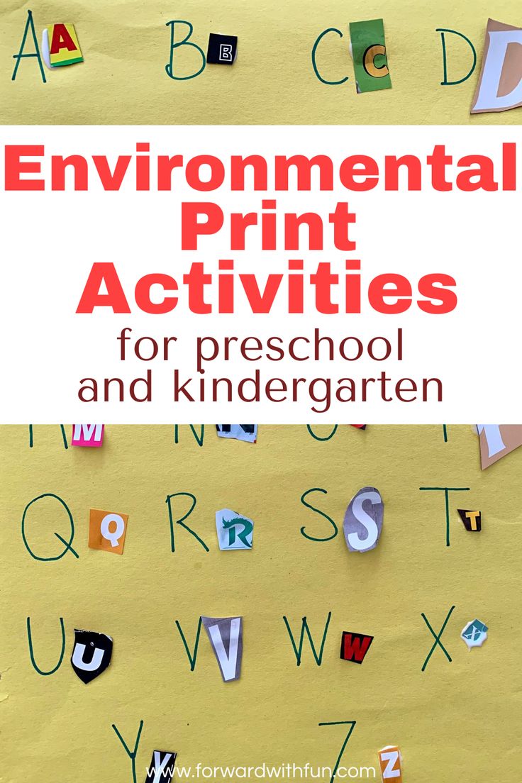 alphabet written on a piece of yellow paper with letters cut out from magazines and glued by the matching letter. example of environment print activity Concepts Of Print Activities, Environmental Print Preschool, Environmental Print Activities, Preschool Freebies, Writing Center Preschool, Literacy Classroom, Sustainability Activities, Letter Learning Activities, Concepts Of Print