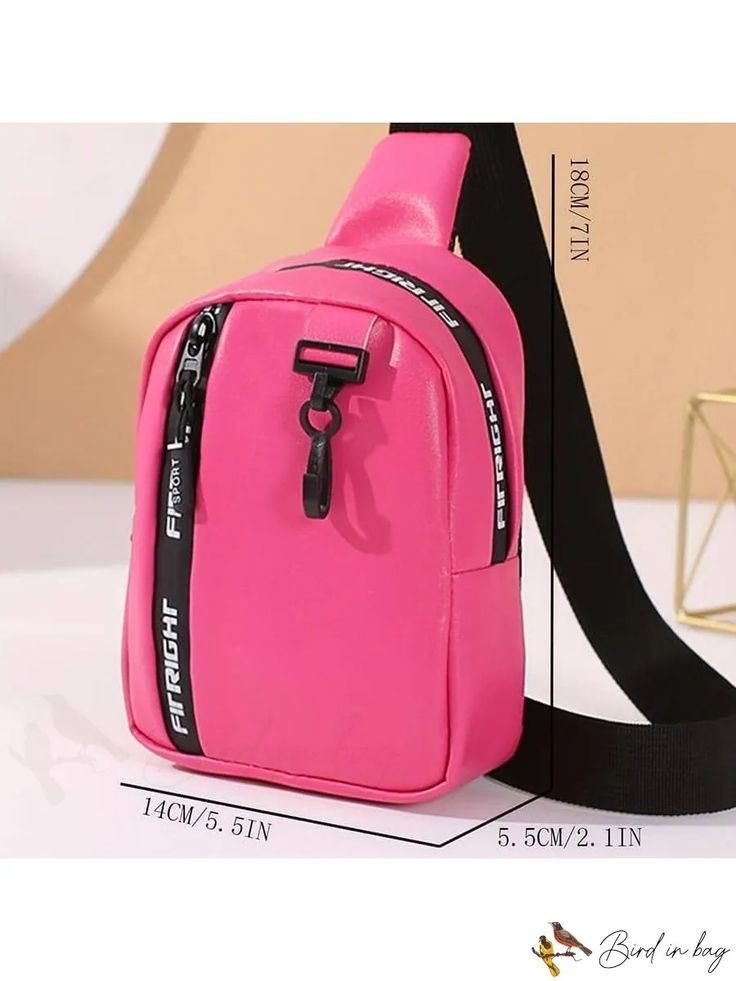 BirdinBag - Fashionable Mini Two-Tone Sling Bag with Adjustable Zipper Strap Pink Casual Chest Bag With Zipper, Casual Pink Shoulder Bag With Zipper Pouch, Casual Pink Chest Bag With Zipper Closure, Casual Pink Chest Bag With Zipper, Pink Shoulder Chest Bag With Mobile Phone Pocket, Trendy Shoulder Chest Bag With Zipper, Pink Chest Bag With Zipper Closure For Travel, Trendy Backpack-style Chest Bag With Zipper, School Crossbody Chest Bag With Zipper Closure