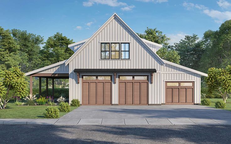 this is an artist's rendering of a two - car garage