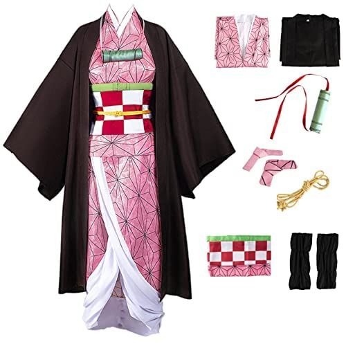 PRICES MAY VARY. feature: breathable and comfortable to wear Anime Cosplay Outfit Includes: 1*Kimono coat, 1*Cape, 1*belt, 1*belt rope, 2*Leg cover, 1*Headdress, 6*mouthpiece+wig， It's exactly like the anime characters.(The product is shown in the main image show） Anime Design: The design of our Nezuko Cosplay uniform is inspired by famous Japanese anime characters, Kamado Nezuko Cosplay. Wear this lady Nezuko costume and pair with a Nezuko wig, exactly look like the character. Size Note: Asian Kimono Costume, Nezuko Cosplay, Role Play Costume, Pink Kimono, Kimono Outfit, Girls Robes, Kimono Coat, Anime Cosplay Costumes, Women's Robe