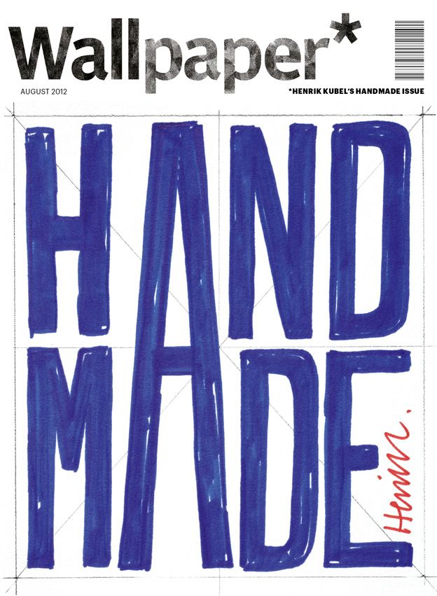 the front cover of wallpaper magazine with handmade lettering on it's back