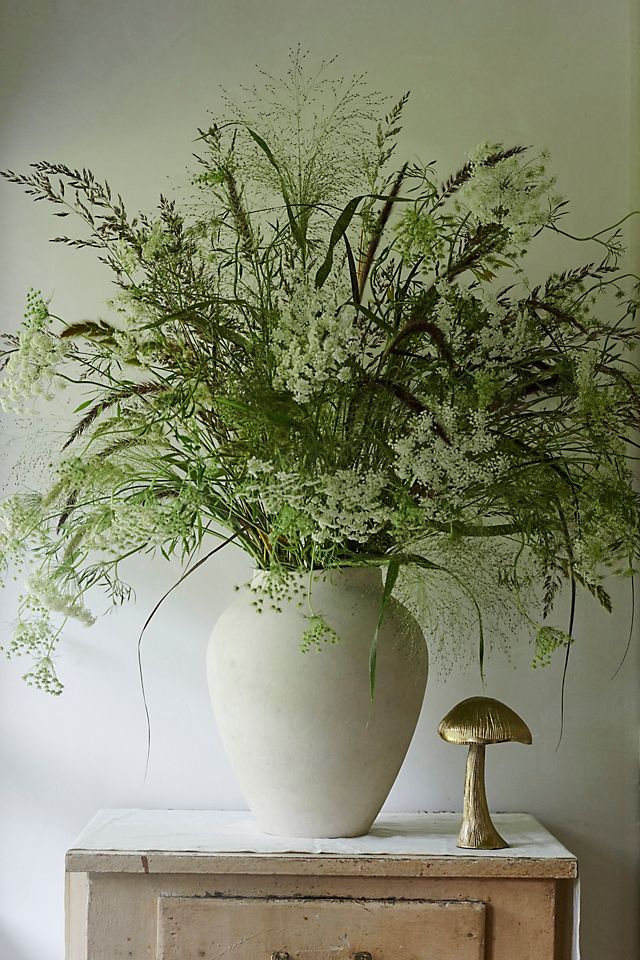 Organic Ceramic Vase, Tall Neutral Vase Tall, Large Floral Arrangements, Greenery Arrangements, Organic Ceramics, Flower Vase Arrangements, Vase Arrangements, Green Vase, Ceramic Vessel, White Vases