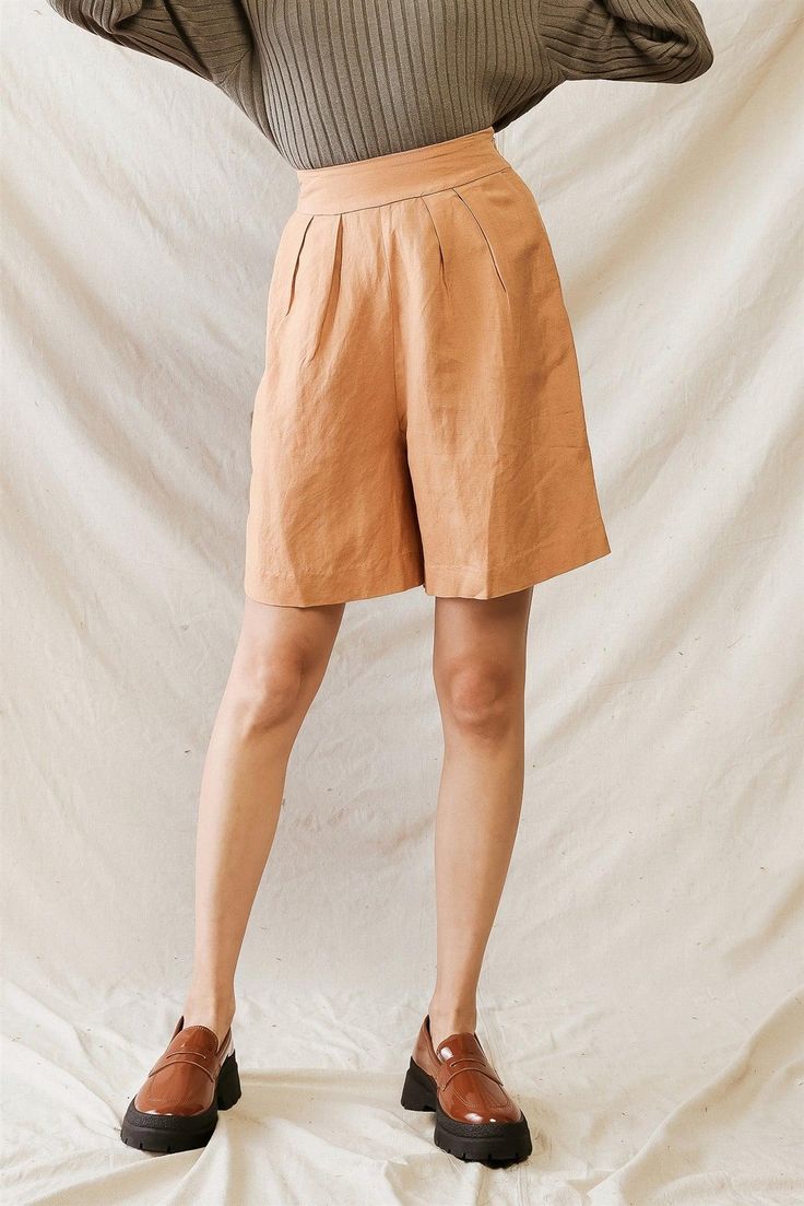 🖤 Item features: Safari, pleated, side hidden zip-up & eye closures, two pockets, high waist shorts, casual, lifestyle, cozy, loungewear, cool, stylish, trendy, must-have High-waisted Shorts With Pockets, Solid Color High-waisted Shorts With Pockets, High Waist Solid Pleated Shorts, Solid High-waisted Shorts With Pockets, Solid High Waist Pleated Shorts, Solid Color Relaxed Fit Shorts For Fall, High Waist Shorts With Pockets For Fall, Fall Shorts With Pockets, Solid Short Pleated Bottoms