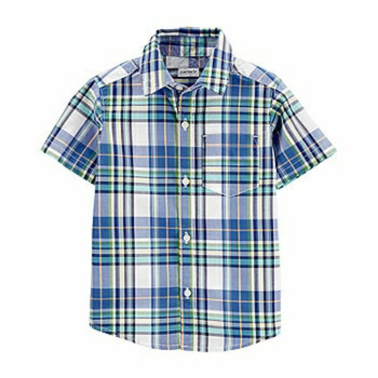 Carter's Short Sleeve Plaid Button Up Shirt With Pocket Brand New With Tags Original Price: $22.00 Size: 6 Months Cute Blue Button-up Shirt, Playful Short Sleeve Tops With Pockets, Short Sleeve Tops With Pockets For Playtime, Casual Button-up Tops For Playtime, Cute Blue Tops With Pockets, Casual Tops With Pockets For Playtime, Blue Tops With Buttons For Playtime, Blue Shirt For Playtime, Casual Buttoned Shirt For Playtime