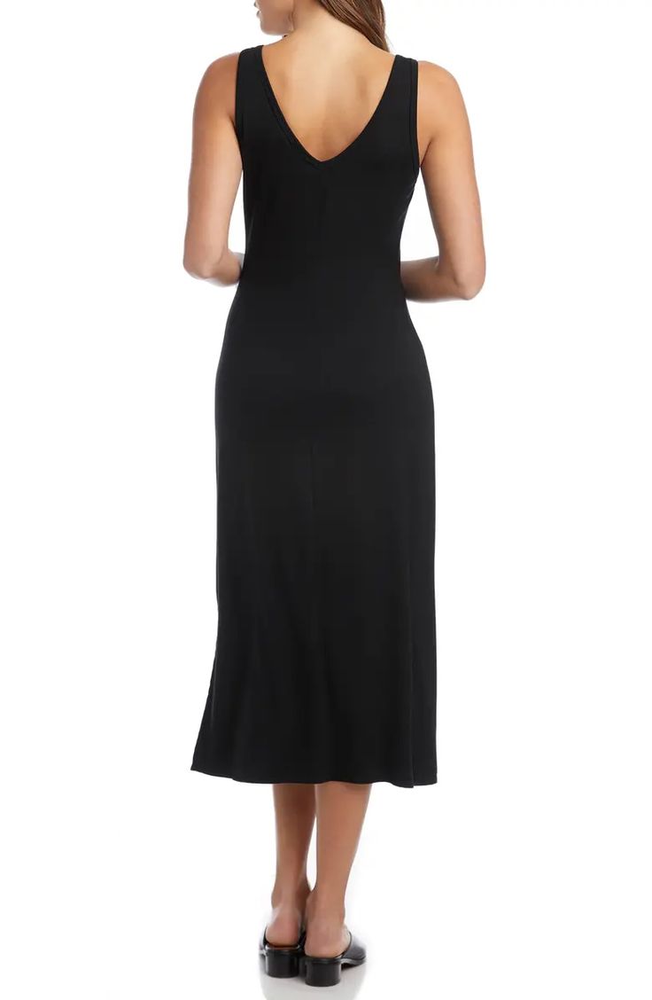 Karen Kane Brigitte Sleeveless Midi Dress | Nordstrom Flowy V-neck Midi Dress For Loungewear, Summer V-neck Maxi Dress With Flattering Silhouette, Viscose Midi Length V-neck Dress For Daywear, Summer Longline Maxi Dress Loungewear, Summer Longline Maxi Dress For Loungewear, Flowy Sleeveless Dresses With Side Slits, Flattering V-neck Midi Dress For Summer, Elegant Sleeveless Maxi Lounge Dress, Elegant Sleeveless Maxi Dress For Loungewear