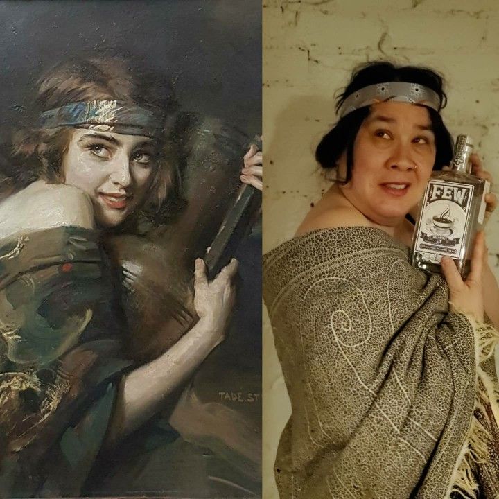 a woman holding a bottle next to an image of a woman wearing headbands