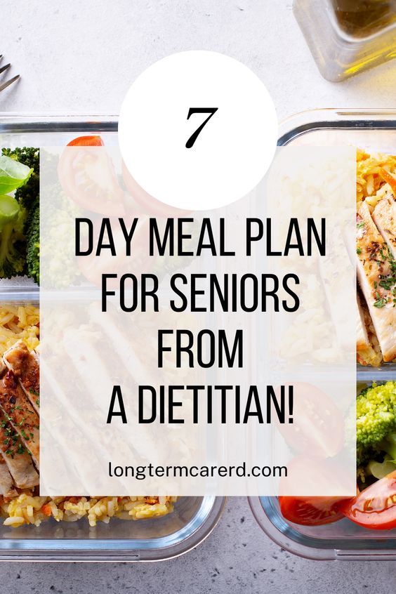 a meal in a plastic container with the words 7 day meal plan for seniors from a dietian