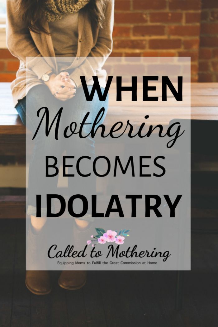 a woman sitting on top of a bench with the words when mothering becomes idolry